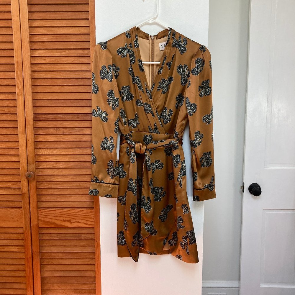 Saloni gold silk dress sz. 2